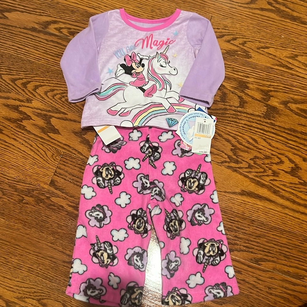 NWT Minnie Mouse unicorn pajama set 12 months